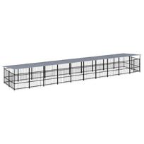 vidaXL Lauko voljeras šunims su stogu, plienas, 18,77m²