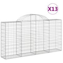 vidaXL Išlenkti gabiono krepšiai, 13vnt., 200x30x100/120cm, geležis