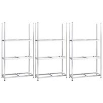 vidaXL Stovai padangoms, 3vnt., sidabriniai, 110x40x200cm, plienas
