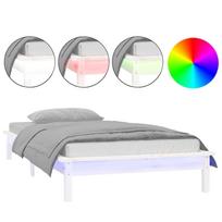vidaXL Lovos rėmas su LED, baltas, 75x190cm, mediena, vienvietis