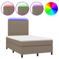 vidaXL Lova su spyruoklėmis/čiužiniu/LED, taupe, 120x200cm, audinys