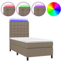 vidaXL Lova su spyruoklėmis/čiužiniu/LED, taupe, 90x200 cm, audinys