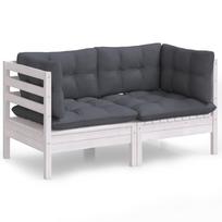 vidaXL Dvivietė sodo sofa su antracito pagalvėlėmis, pušies masyvas