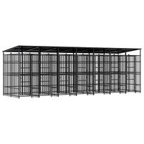 vidaXL Lauko voljeras šunims su stogu, plienas, 12,9m²