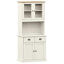 vidaXL Komoda VIGO, balta, 78x40x175cm, pušies medienos masyvas