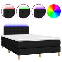 vidaXL Lova su spyruoklėmis/čiužiniu/LED, juoda, 120x200cm, audinys