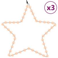 vidaXL Kalėdinės dekoracijos žvaigždės su 48 LED, 3vnt., šiltos, 56cm