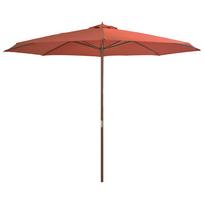 vidaXL Lauko skėtis nuo saulės su mediniu stulpu, terakota, 350cm