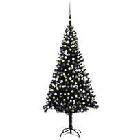 vidaXL Dirbtinė Kalėdų eglutė su žaisliukais, juoda, 240cm, PVC