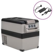 vidaXL Šaltdėžė su rankena ir adapteriu, juoda ir pilka, 35l, PP ir PE