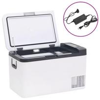 vidaXL Šaltdėžė su rankena ir adapteriu, juoda ir balta, 25l, PP ir PE