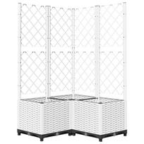 vidaXL Sodo lovelis su treliažu, baltos spalvos, 80x80x136 cm, PP