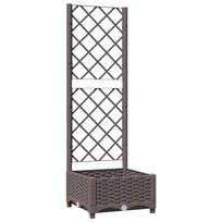 vidaXL Sodo lovelis su treliažu, rudos spalvos, 40x40x121,5cm, PP