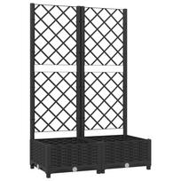 vidaXL Sodo vazonas su grotelėmis, juodas, 80x40x121,5 cm, PP