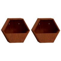 vidaXL Sieniniai loveliai, 2vnt., rūdžių, 30x10x25cm, Corten plienas