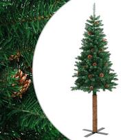 vidaXL Kalėdų eglutė su kankorėžiais, žalia, 210cm, PVC ir mediena