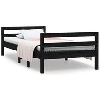 vidaXL Lovos rėmas, juodos spalvos, 75x190cm, pušies medienos masyvas