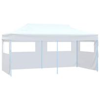 vidaXL Sulankstoma palapinė su 4 sienomis, balta, 3x6m, plienas