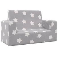 vidaXL Dvivietė vaikiška sofa, šviesiai pilka, pliušas, su žvaigždėmis