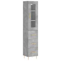 vidaXL Komoda, betono pilkos spalvos, 34,5x34x180cm, apdirbta mediena