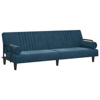 vidaXL Sofa-lova su porankiais, mėlynos spalvos, aksomas