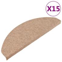vidaXL Lipnūs laiptų kilimėliai, 15vnt., smėlio spalvos, 65x22,5x3,5cm