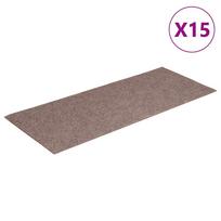 vidaXL Laiptų kilimėliai, lipnūs, 15 vnt., 60x25 cm, šviesiai rudi, stačiakampiai