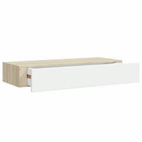 vidaXL Prie sienos tvirtinama stalčių lentyna, ąžuolo ir baltos spalvos, 60x23,5x10cm, MDF