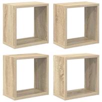vidaXL Sieninės lentynos, 4vnt., ąžuolo, 26x15x26cm, kubo formos