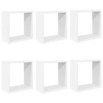 vidaXL Sieninės lentynos, 6vnt., baltos, 30x15x30cm, kubo formos
