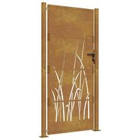 vidaXL Sodo vartai, 100x200 cm, Corten plienas, žolės raštas