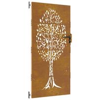 vidaXL Sodo vartai, 85x175 cm, Corten plienas, medžio raštas