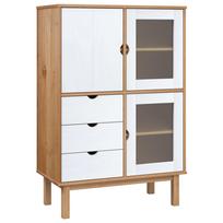 vidaXL Komoda OTTA, ruda/balta, 85x43x125cm, pušies medienos masyvas