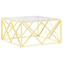 vidaXL Kavos staliukas, 80x80x40cm, nerūdijantis plienas ir stiklas