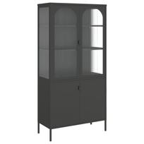 vidaXL Komoda, juodos spalvos, 90x40x180cm, stiklas ir plienas