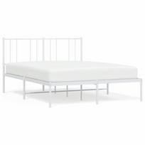 vidaXL Metalinis lovos rėmas su galvūgaliu, baltos spalvos, 140x190cm