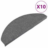 vidaXL Lipnūs laiptų kilimėliai, 10vnt., pilki, 65x22,5x3,5cm