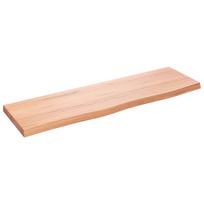 vidaXL Sieninė lentyna, šviesiai ruda, 100x30x(2-4) cm, ąžuolo masyvas