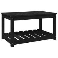 vidaXL Sodo stalas, juodas, 82,5x50,5x45cm, pušies medienos masyvas