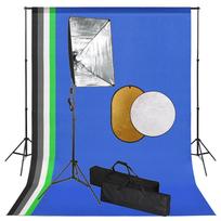 vidaXL Fotostudijos komplektas su šviesdėžėmis, fonu ir reflektoriumi