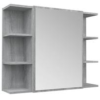 vidaXL Veidrodinė vonios spintelė, pilka, 80x20,5x64cm, mediena
