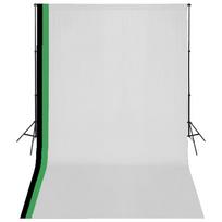 vidaXL Fotostudijos kompl. su 3 medviln. fonais ir regul. rėmu, 3x5m