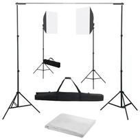 vidaXL Fotostudijos komplektas su šviesdėžėmis ir fonu
