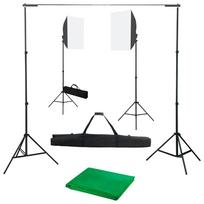 vidaXL Fotostudijos komplektas su šviesdėžėmis ir fonu