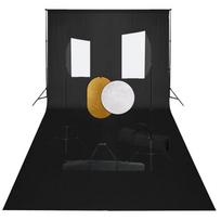 vidaXL Fotostudijos komplektas su šviesdėžėmis, fonu ir reflektoriumi