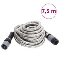 vidaXL Sodo žarna su purškimo antgaliu, sidabrinė, 0,6", 7,5m, plienas