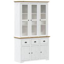 vidaXL Komoda BODO, balta ir ruda, 115,5x43x200,5cm, pušies masyvas