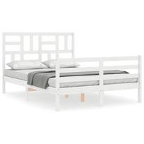 vidaXL Lovos rėmas su galvūgaliu, baltas, 120x200cm, medienos masyvas