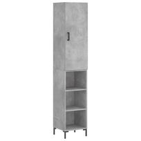 vidaXL Komoda, betono pilkos spalvos, 34,5x34x180cm, apdirbta mediena