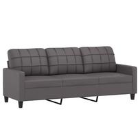 vidaXL Trivietė sofa, pilkos spalvos, 180cm, dirbtinė oda